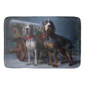 Bluetick Coonhound Snowy Sleigh Kerst Decor Badmat (Voorkant)