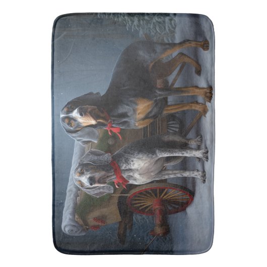 Bluetick Coonhound Snowy Sleigh Kerst Decor Badmat (Voorkant Verticaal)