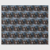 Bluetick Coonhound Snowy Sleigh Kerst Decor Cadeaupapier (Vlak)