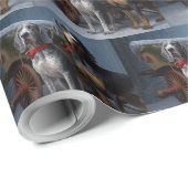 Bluetick Coonhound Snowy Sleigh Kerst Decor Cadeaupapier (Rol Hoek)