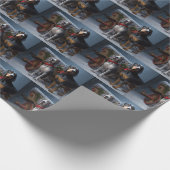 Bluetick Coonhound Snowy Sleigh Kerst Decor Cadeaupapier (Hoek)