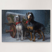 Bluetick Coonhound Snowy Sleigh Kerst Decor Legpuzzel (Horizontaal)
