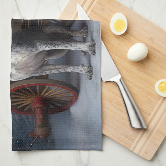 Bluetick Coonhound Snowy Sleigh Kerst Decor Theedoek (Quarter Fold)