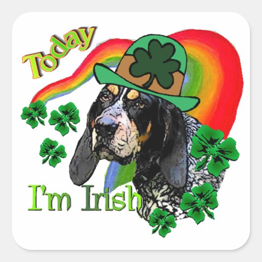 Bluetick Coonhound St Patricks Vierkante Sticker (Voorkant)