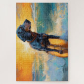 Bluetick Coonhound strand surfen schilderij Legpuzzel (Verticaal)