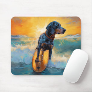 Bluetick Coonhound strand surfen schilderij  Muismat