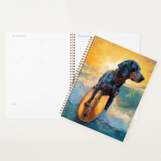 Bluetick Coonhound strand surfen schilderij Planner (Display)