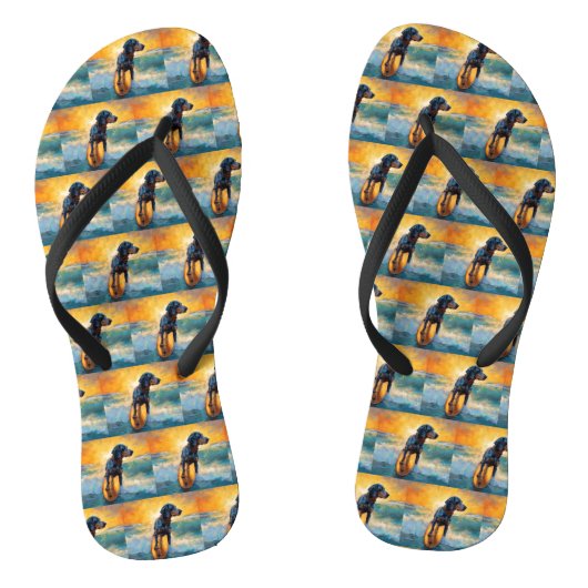 Bluetick Coonhound strand surfen schilderij  Teenslippers (Voetbed)