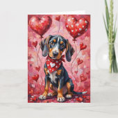 Bluetick Coonhound Valentine Dog Sitting Kaart (Voorkant)