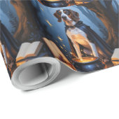 Bluetick Coonhound Whimsical Halloween Schilderij Cadeaupapier (Rol Hoek)