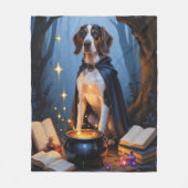 Bluetick Coonhound Whimsical Halloween Schilderij Fleece Deken (Voorkant)