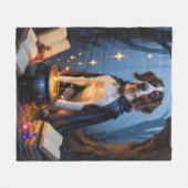 Bluetick Coonhound Whimsical Halloween Schilderij Fleece Deken (Voorkant (Horizontaal))