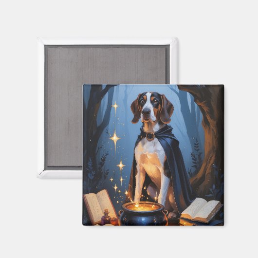 Bluetick Coonhound Whimsical Halloween Schilderij Magneet (Voorkant / Achterkant)