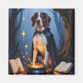 Bluetick Coonhound Whimsical Halloween Schilderij Magneet (Voorkant)