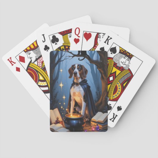 Bluetick Coonhound Whimsical Halloween Schilderij Pokerkaarten (Achterkant)