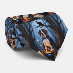 Bluetick Coonhound Whimsical Halloween Schilderij Stropdas