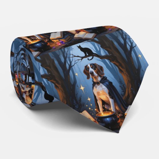 Bluetick Coonhound Whimsical Halloween Schilderij Stropdas (Opgerold)