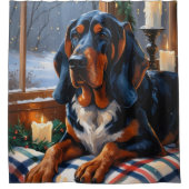 Bluetick Coonhound With Christmas Lights Holiday Douchegordijn (Voorkant)