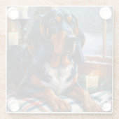 Bluetick Coonhound With Christmas Lights Holiday Glazen Onderzetter (Achterkant)