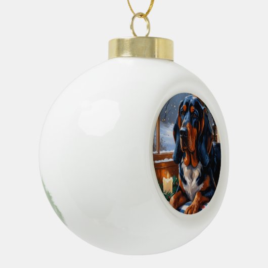 Bluetick Coonhound With Christmas Lights Holiday Keramische Bal Ornament (Links)