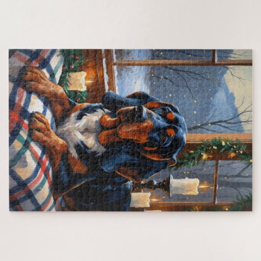 Bluetick Coonhound With Christmas Lights Holiday Legpuzzel (Horizontaal)