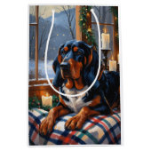 Bluetick Coonhound With Christmas Lights Holiday Medium Cadeauzakje (Voorkant)