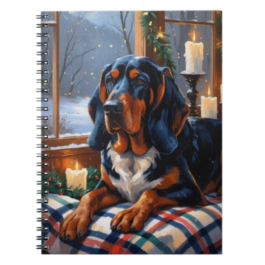 Bluetick Coonhound With Christmas Lights Holiday Notitieboek (Voorkant)