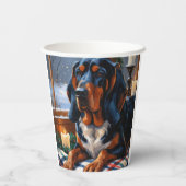 Bluetick Coonhound With Christmas Lights Holiday Papieren Bekers (Achterkant)