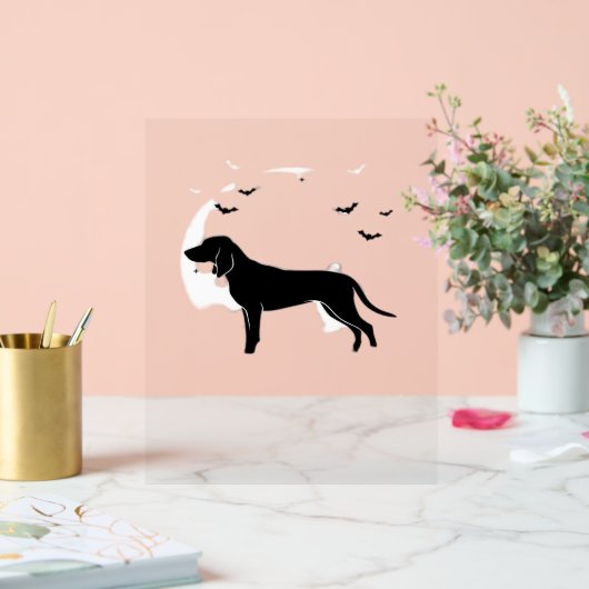 Bluetick Dog - Halloween Moon Silhouette Classic T Acryl Bord (Huwelijk)