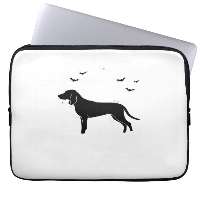 Bluetick Dog - Halloween Moon Silhouette Classic T Laptop Sleeve (Voorkant)