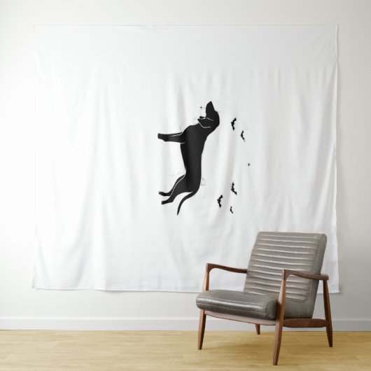 Bluetick Dog - Halloween Moon Silhouette Classic T Wandkleed (In Situ (horizontaal))