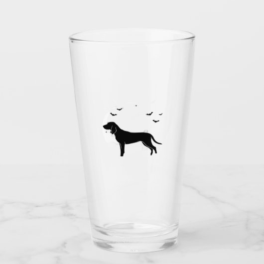 Bluetick hond Halloween Maan Silhouette Klassieke Glas (Voorkant)