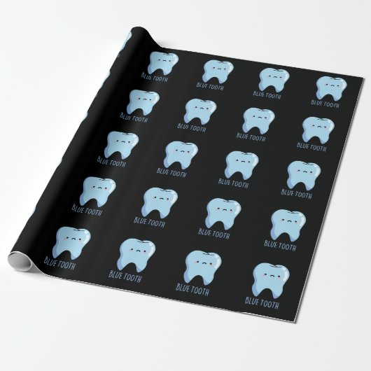 Bluetooth Funny Technical Blue Tooth Pun Dark BG Cadeaupapier (Uitgerold)