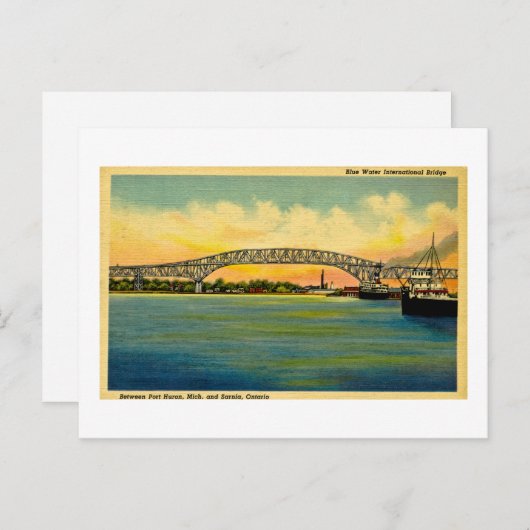Bluewater Bridge Port Huron Michigan Briefkaart (Voorkant / Achterkant)