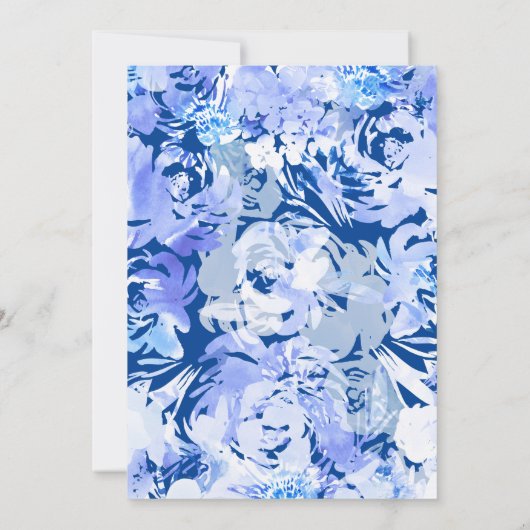 BlueWatercolor Abstracte bloem Kaart (Achterkant)