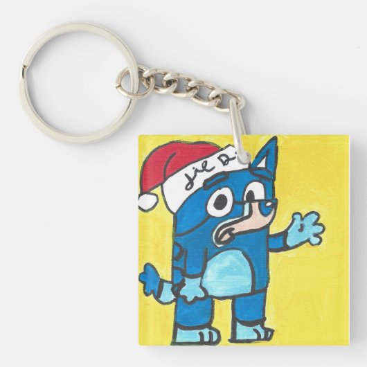 Bluey Christmas Fan Art Keychain (voorkant)