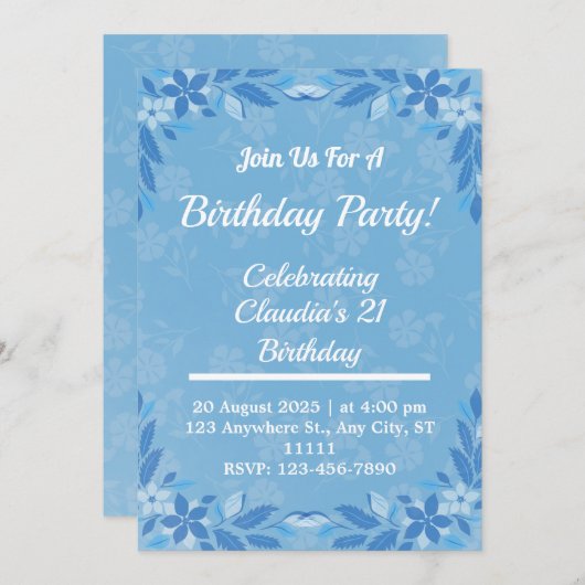 Bluey verjaardagsfeestje uitnodigingen (Voorkant / Achterkant)