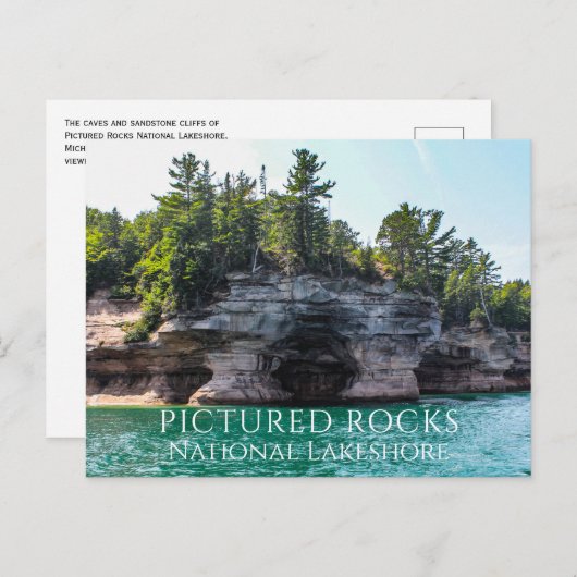 Bluffs and Caves, Lake Superior, Beelden van rotse Briefkaart (Voorkant / Achterkant)