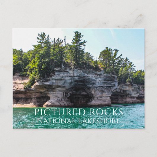 Bluffs and Caves, Lake Superior, Beelden van rotse Briefkaart (Voorkant)