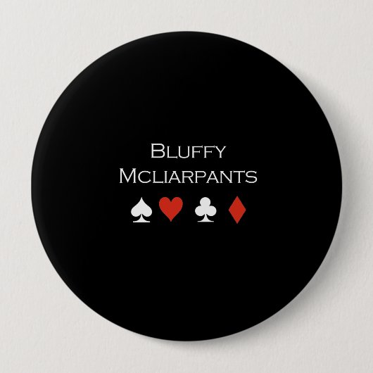 Bluffy Mcliarpants T-shirt wit Ronde Button 4,0 Cm (Voorkant)