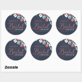 Bluish Chalkboard Floral Bridal Brunch Round Ronde Sticker (Vel)