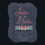 Bluish Chalkboard Floral Save the Date Kaart<br><div class="desc">Stijlvol Bewaar de Datumkaart met prachtige bloemen tegen een blauwachtige krijtbordachtergrond, met het woord "Save the Date" in modern scriptlettertype. Deze uitnodiging bevat een gepatrooneerde achterkant. Personaliseer het met uw gegevens door de plaatsaanduidingstekst te vervangen. Klik op de knop "Aanpassen" voor meer opties. *Het Zazzle-watermerk dat in het zoomvoorbeeld wordt...</div>