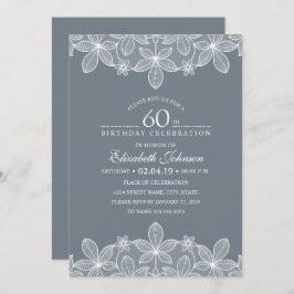 Bluish Grey 60th Birthday Party Creative Lace Kaart