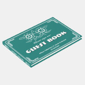 Bluish Groen & Wit Bruiloft Gastenboek (Hoek)