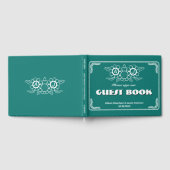 Bluish Groen & Wit Bruiloft Gastenboek (Volledig)