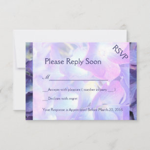 ©Bluish Paars Hydrangea RSVP Response Kaart