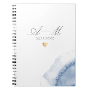 Bluish Waterverf Detail Wedding Notitieboek