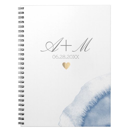 Bluish Waterverf Detail Wedding Notitieboek (Voorkant)