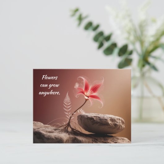 Blume auf Stein mit Spruch Briefkaart (Staand voorkant)