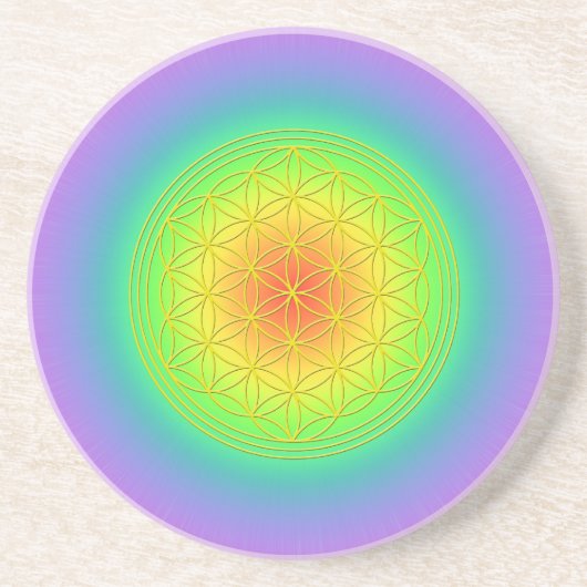 Blume des Lebens Chakra 1 Zandsteen Onderzetter (Voorkant)